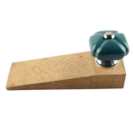 2 Pieces Solid Forest Green Square Ceramic Door Stopper